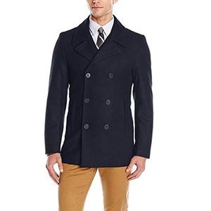 DKNY Double-Breasted Coat, Navy Blue